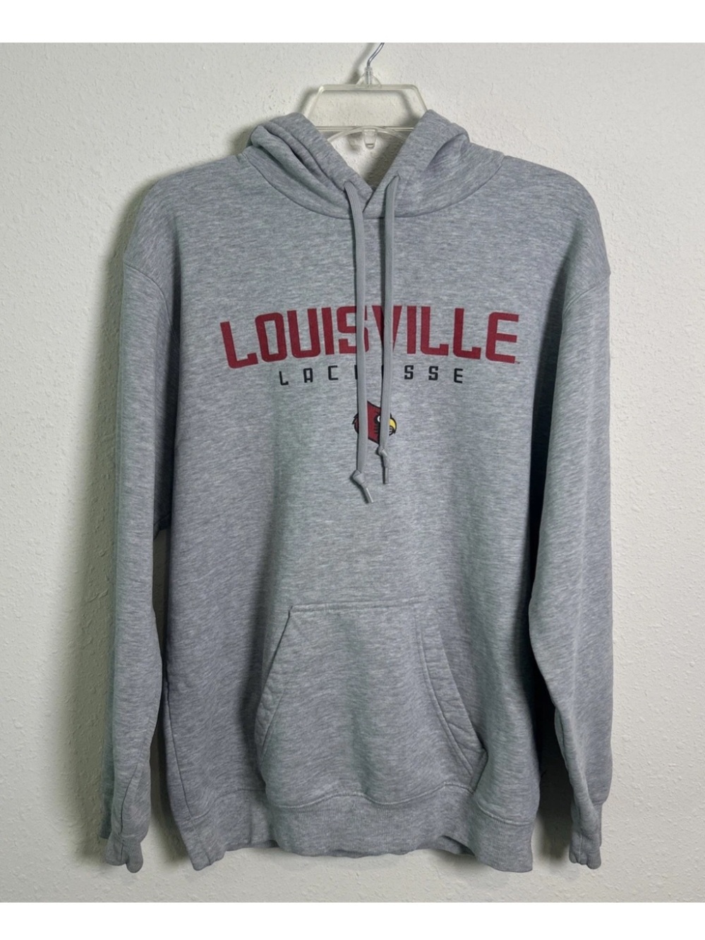 Adidas Louisville Cardinals Lacrosse Gray Hoodie Sweatshirt Men’s Sm Relaxed Fit